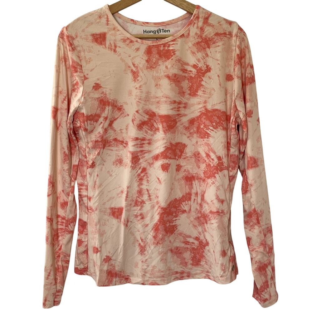 Hang Ten UPF 50+ UV Protection coral orange women's large long sleeve swim top